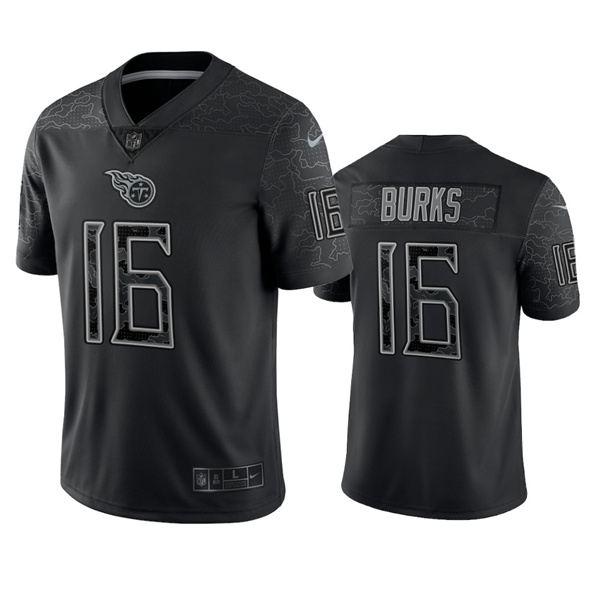 Men's Tennessee Titans #16 Treylon Burks Black Reflective Limited Stitched Football Jersey